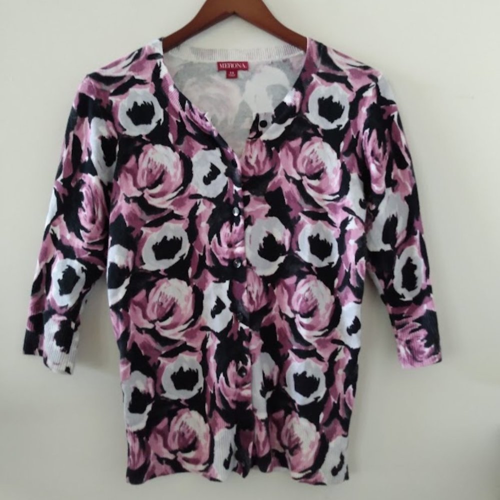 Merona Floral 3/4 Sleeve Cardigan